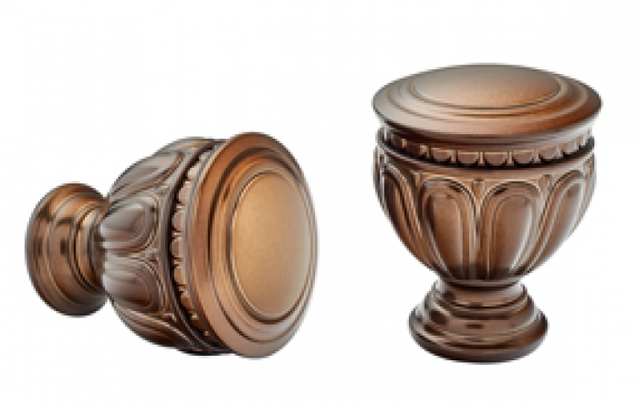 Kirsch Designer Metals 1 3/8 inch Artemis Finials, 1 Pair, #1831931, Color: Caramel