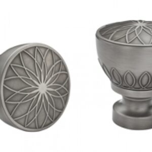 Kirsch Designer Metals 1 3/8 inch Calla Finials, 1 Pair, #1831835, Color:  Antique Silver