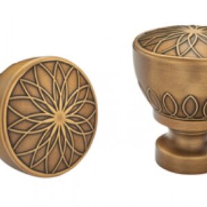 Kirsch Designer Metals 1 3/8 inch Calla Finials, 1 Pair, #1831837, Color:  Gilded Bronze