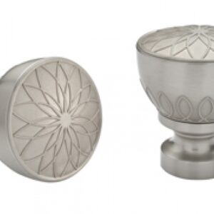 Kirsch Designer Metals 1 3/8 inch Calla Finials, 1 Pair, #1831836, Color:  Satin Nickel