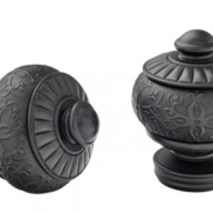 Kirsch Designer Metals 1 3/8 inch Cheyenne Finials, 1 Pair, #1831881, Color:  Black
