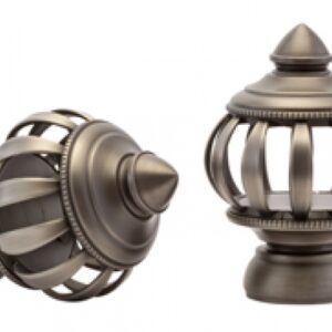 Kirsch Designer Metals 1 3/8 inch Legion Finials, 1 Pair, #1832063, Color:  Antique Silver