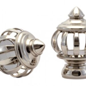 Kirsch Designer Metals 1 3/8 inch Legion Finials, 1 Pair, #1831965, Color:  Polished Nickel