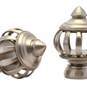 Kirsch Designer Metals 1 3/8 inch Legion Finials, 1 Pair, #1832064, Color:  Satin Nickel