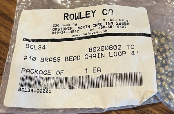 Rowley #10 Brass Shade Chain Loop, 48", Sold Individually (#440) - Image 2